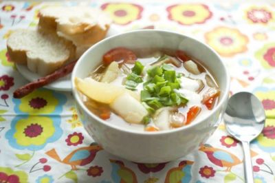 Изображение рецепта ''Суп с луком и пекинской капустой''