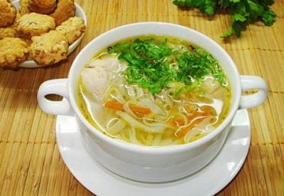 Изображение рецепта ''Куриный суп с вермишелью и овощами''