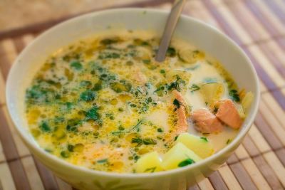 Изображение рецепта ''Рыбный суп с семгой и сливками''