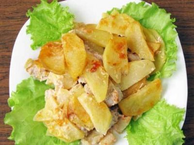 Изображение рецепта ''Свинина тушеная с яблоками и картофелем''