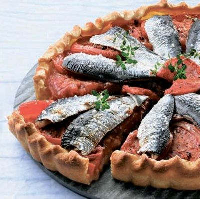 Изображение рецепта ''Пирог с сардинами и помидорами''