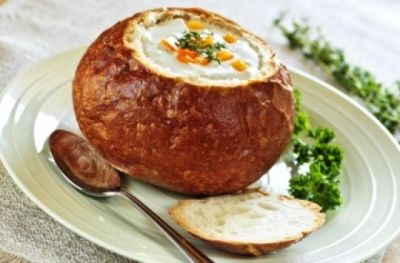 Изображение рецепта ''Чешский грибной суп в хлебной тарелке''