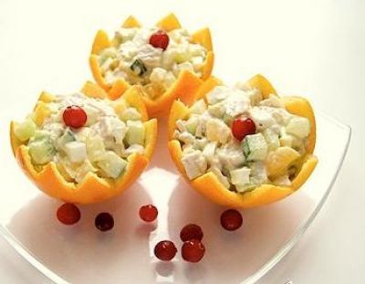 Изображение рецепта ''Куриный салат с огурцом и апельсином''