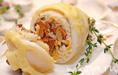 Изображение рецепта Кальмары, фаршированные грибами и рисом