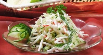 Изображение рецепта ''Салат с крабовым мясом и пекинской капустой''