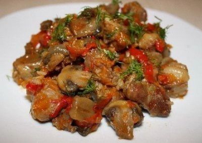 Изображение рецепта ''Свинина с грибами и сладким перцем''
