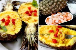 Изображение рецепта Креветки в ананасе с кокосовым молоком