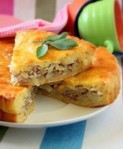 Изображение рецепта ''Дрожжевой пирог с мясом и картофелем''
