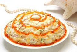 Изображение рецепта Салат из морепродуктов с икрой