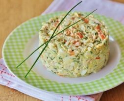 Изображение рецепта Крабовый салат с рисом и луком