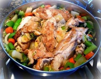 Изображение рецепта ''Курица с рисом и овощами в духовке''
