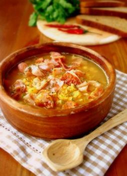 Изображение рецепта Густой гороховый суп с копчёностями